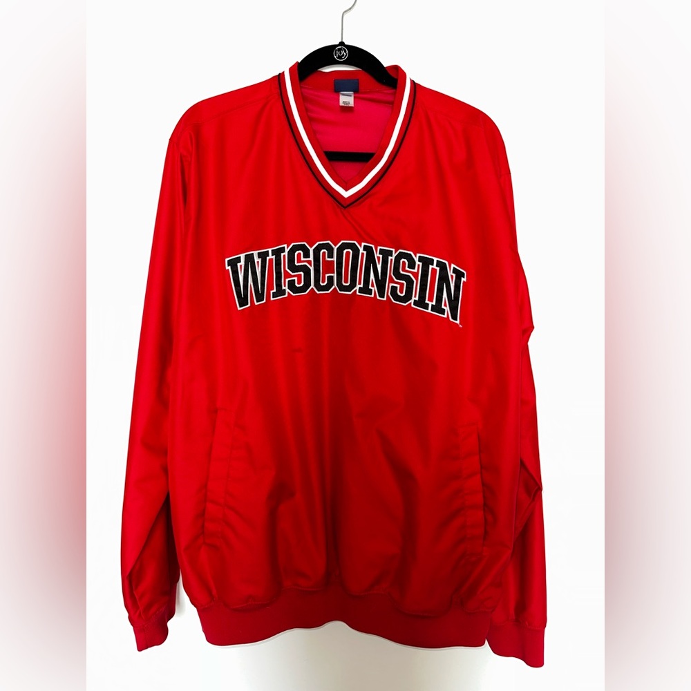 Red Wisconsin Pullover Windbreaker